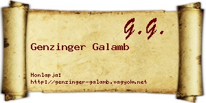 Genzinger Galamb névjegykártya